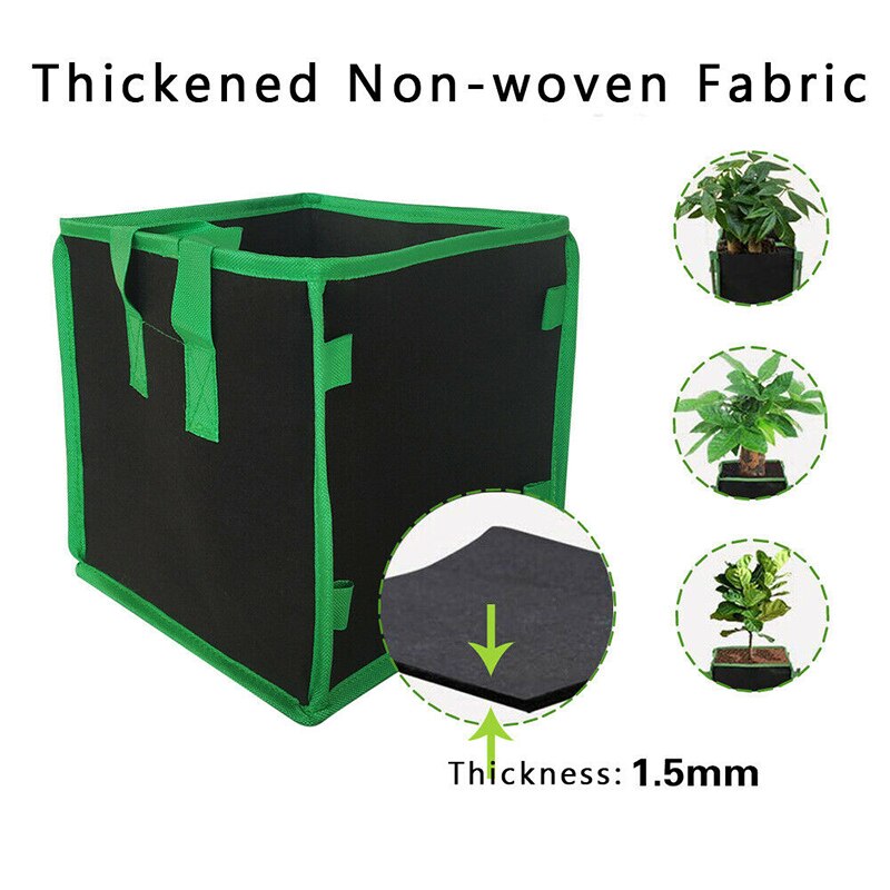 Sac de culture en tissu, 10 gallons, 1 paquet, carré, conteneur pour plantes de jardin, sacs à poignée verte,