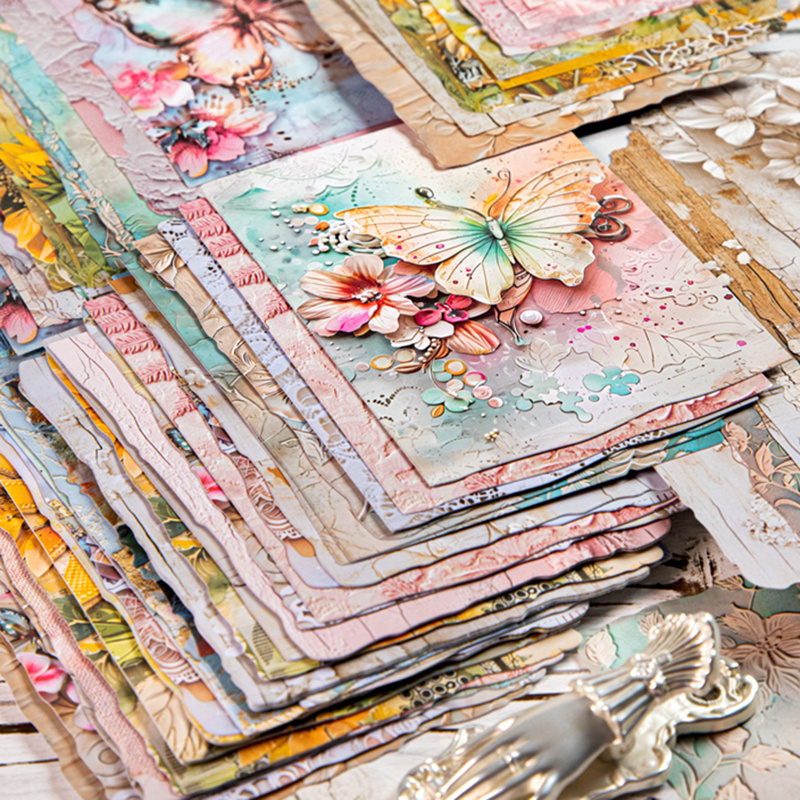 20Pcs Paper Flower Letter Series Scrapbooking Paper Material Perfect for Collage Journaling Diy Craft Supplies