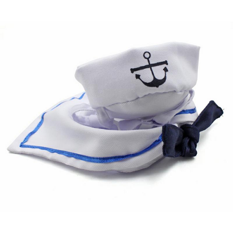 Dejlig stilfuld navy og sømandsstil hat plus tørklædedragt til hunde og katte kæledyrshue og kappe navy kappe: Default Title