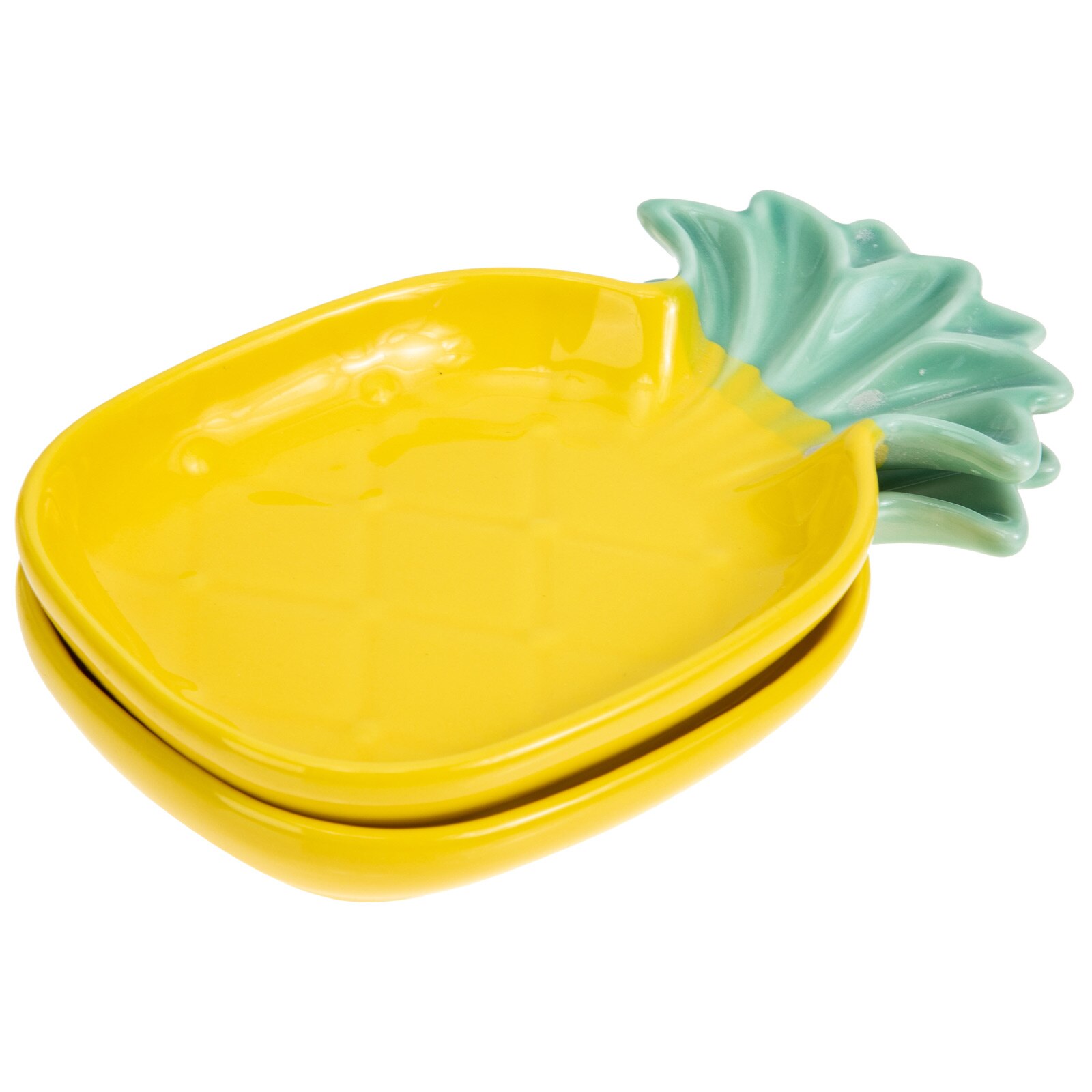 2pcs Ceramic Sauce Dish Pineapple Shaped Relish Plate Seasoning Serving Plate