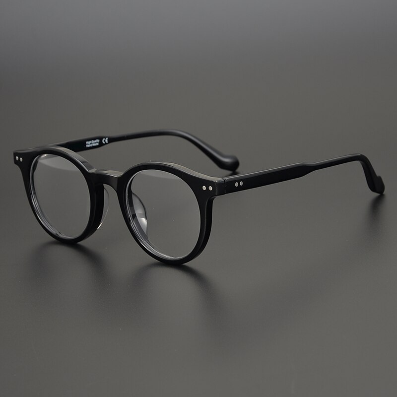 Occhiali da vista rotondi Vintage in acetato di alta qualità con montatura da uomo, donna, moda, cerchio retrò, occhiali da vista, miopia, occhiali da vista: Black