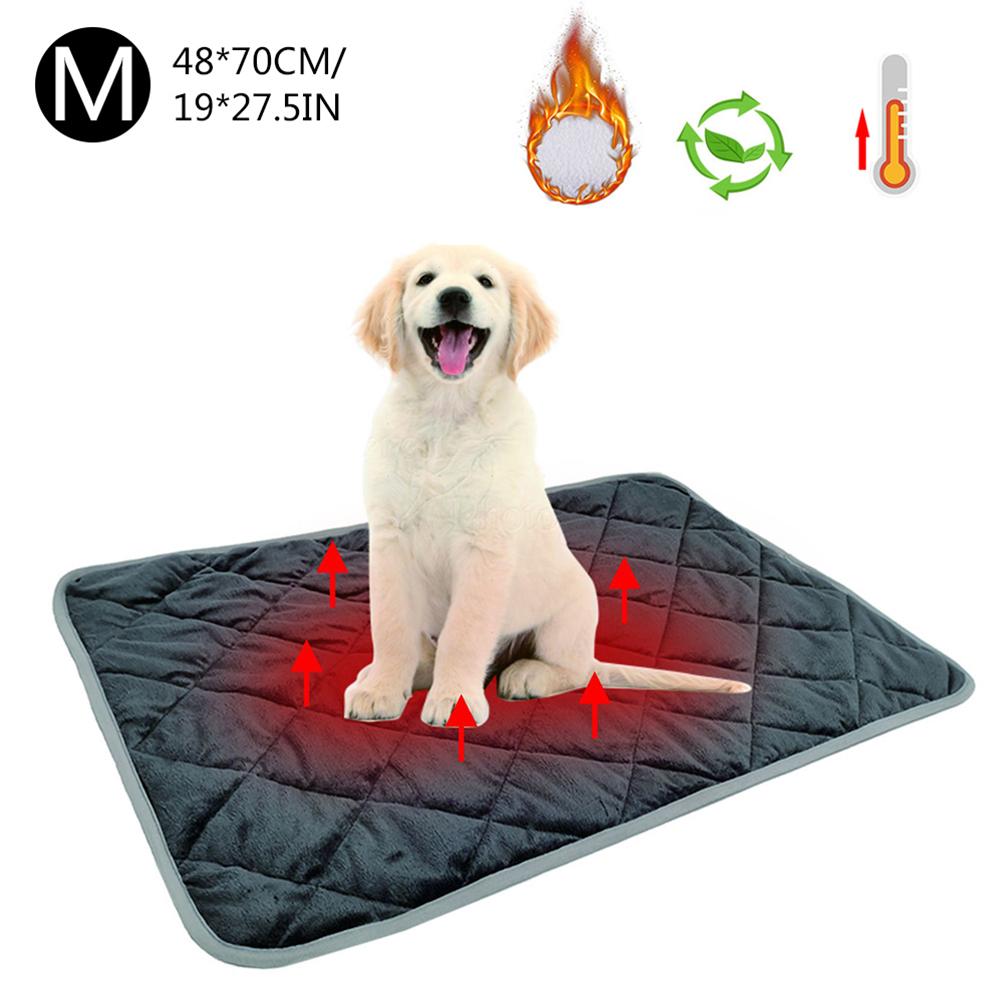 Cama para perros con autocalefacción, manta térmica para gatos, sofá, cojín, alfombra para el hogar, funda para dormir que mantiene el calor: gray M
