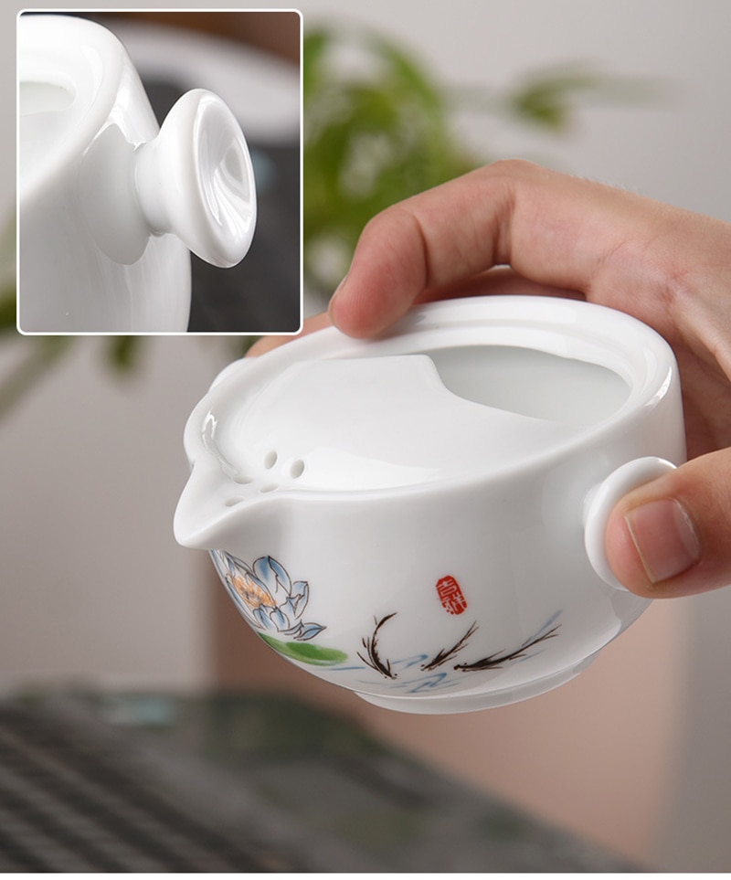 Kung fu gaiwan tekanna tekopp resa te-set inkluderar 1 kanna 2 koppar personlig kontorsrese bärbar tepåse