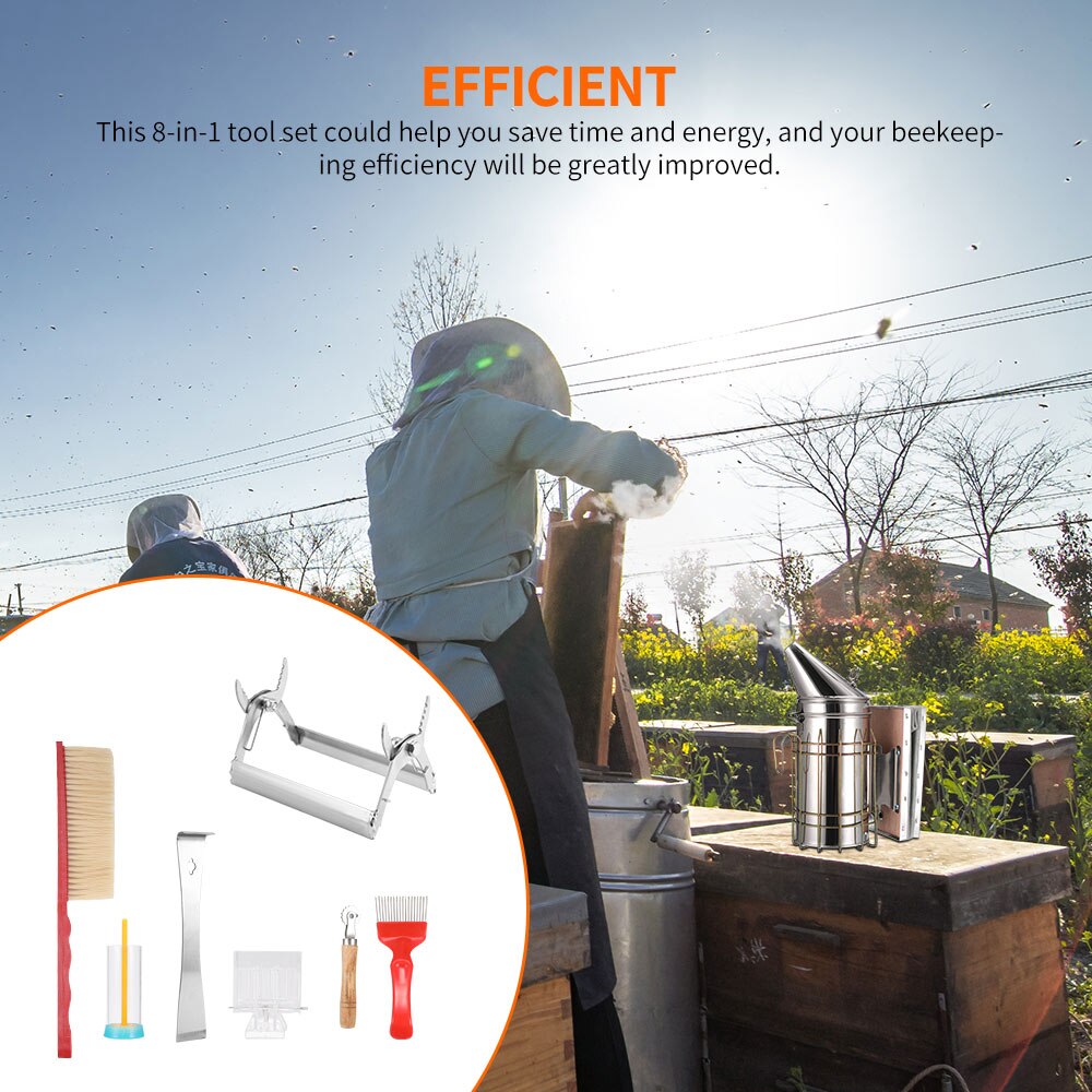 Beekeeping Stainless Steel Equipment Hive Box Tool Supplies For Beehive Bee Manual Smoke Maker With Hanging Hook Tools