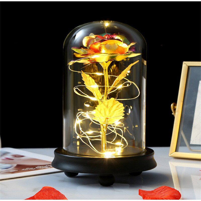 Medium Beauty And The Beast Rose Forever Rose LED Flashing Rose Forever Rose Lamp Night Light Romantic Valentines Day