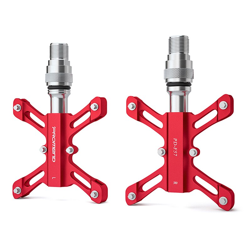 Promend PD-F57 Bicycle Pedals A Pair Of Palin Quick Release Pedals Folding Bike Riding Bearing Pedals MTB Flat Bike Pedals: Red