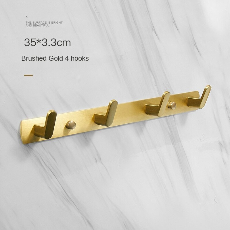 Gold Brushed Robe Hook Coat Hook Towel Hanger Wall Hooks Bathroom Hardware Hook Door Hooks: 4 hooks