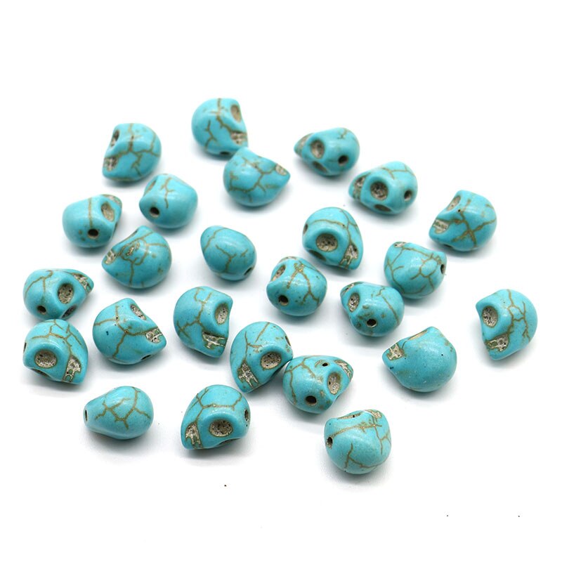 Cuentas de piedra Natural a la de 10MM, cuentas de calavera de howlita, amuleto de cuentas sueltas al por mayor para hacer joyería DIY