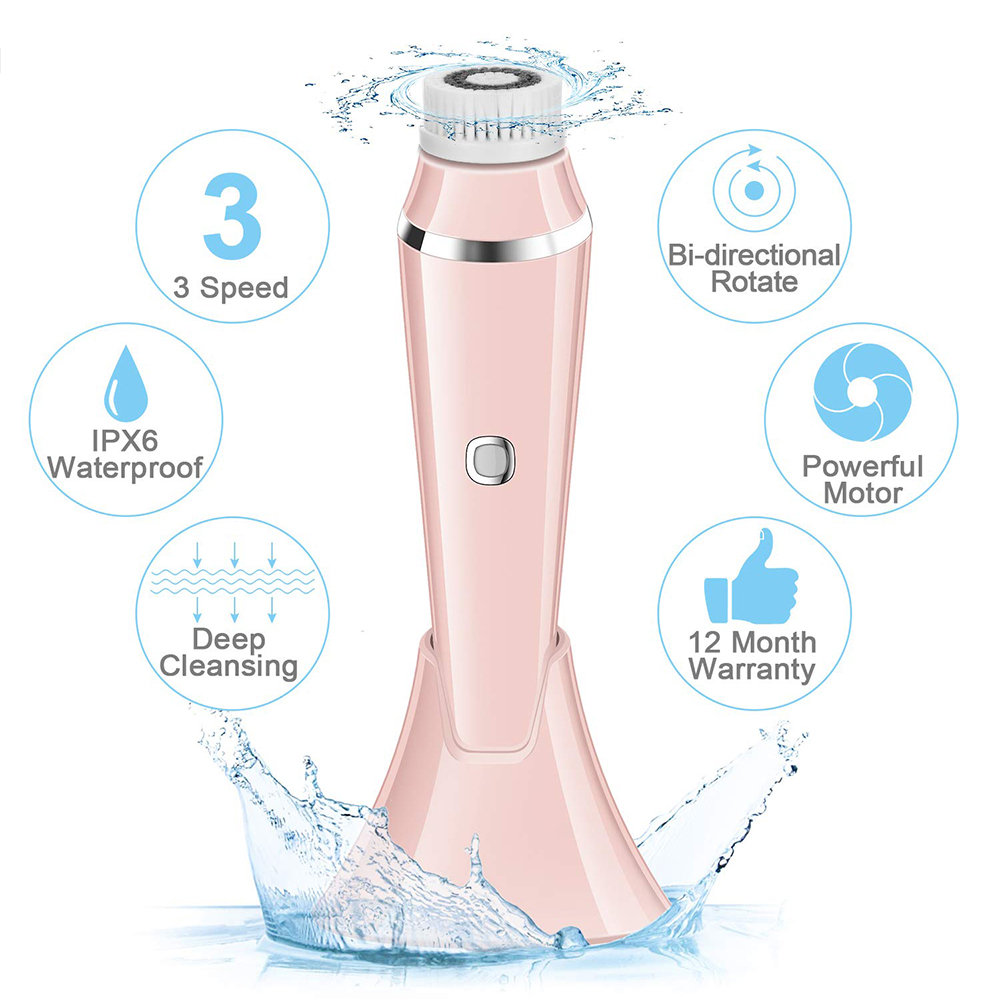 Gezichtsreiniging Borstel Oplaadbare Elektrische Spin Gezicht Borstel Waterdicht Gezicht Scrubber Massager met 4 Opzetborstels Facial Machine