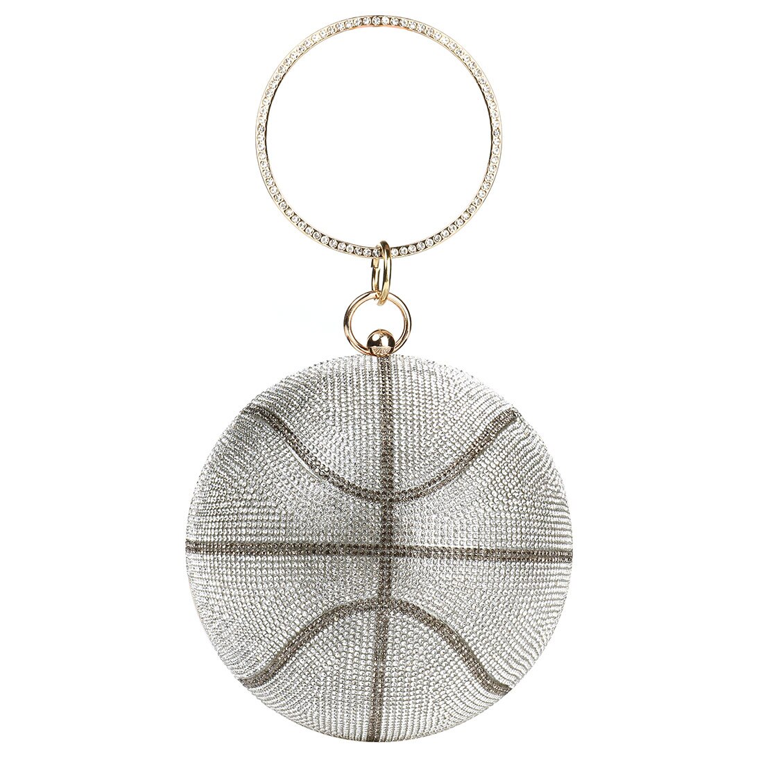 Bolsa de basquete diamante feminina, bolsa de mão de desenho bola de luxo para mulheres bolsas de festa e sacola feminina de ombro corrente bolsa de mão basquete: gray
