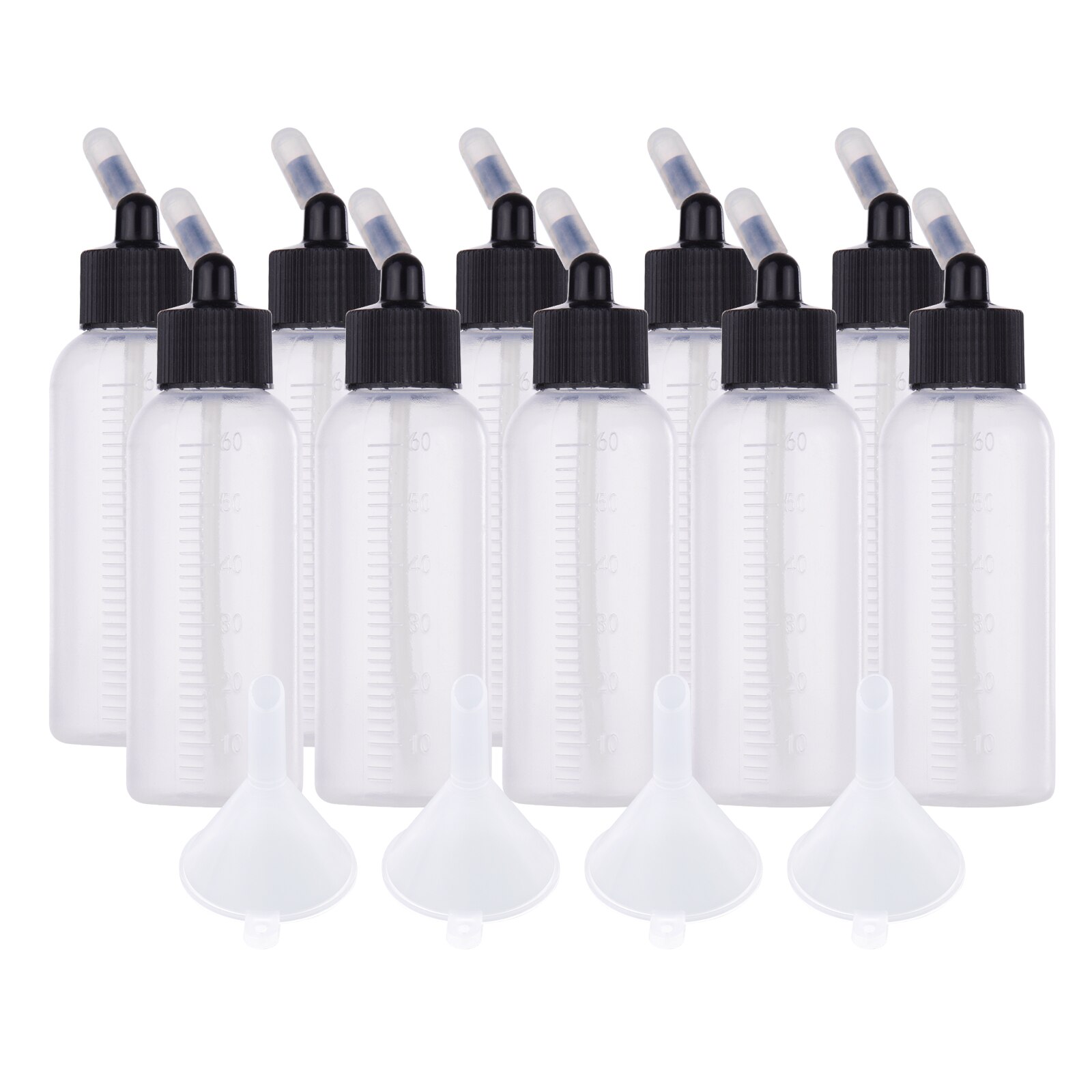 10pcs 65ml Airbrush Paint Bottle and Storage Bottle with 4pcs Funnel Scale Line Compatible with Iwata Badger Paasche Dual Action: Set 2