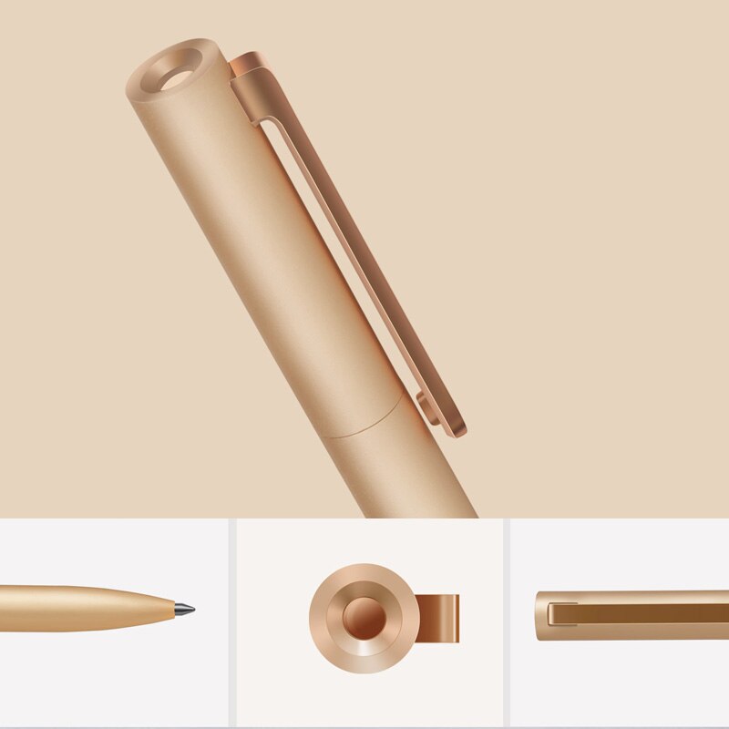 Original Xiaomi Mijia Mental Sign Pen 0.5mm Writing Point Signing Mi Aluminum Alloy Pen Gold Smooth Switzerland Refill Black Ink