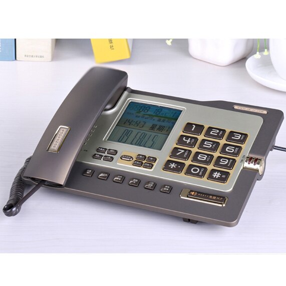 Business fixed Phone Caller ID Telephone PBX Office Phone home landline black coffee mute big LED screen: grey