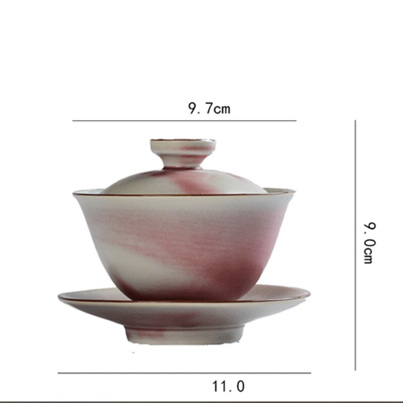 Retro Coarse Pottery Kiln Gaiwan Hand Made Ceramic Tea Bowl Tureen Drinkware Decorations Home Decor Tea Ceremony
