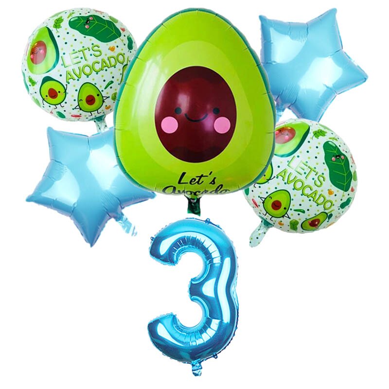 6 Stuks Helium Avocado Fruit Thema Party Ballon Cartoon Aluminium Folie Air Ballonnen Baby Shower Verjaardagsfeestje Decoraties Kids Speelgoed: Licht Geel