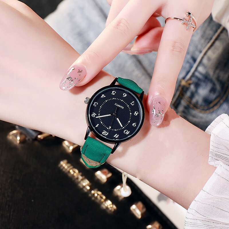 Nouvelle Montre À Quartz pour femme Décontracté Lumineux Etanche Montre: black green
