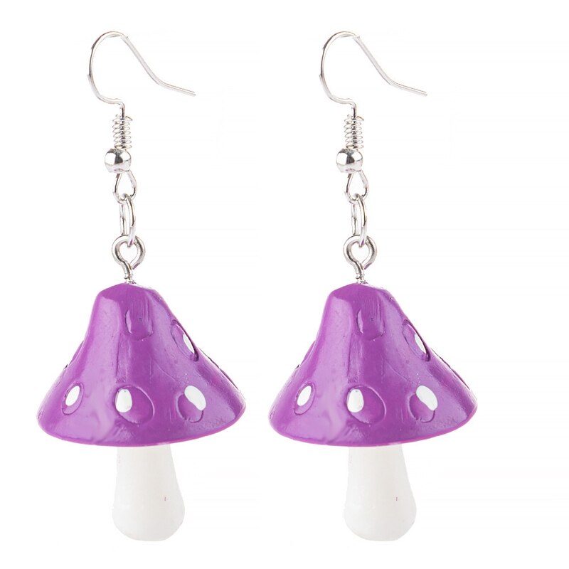 Acryl Paddestoel Lange Hanger Oorbellen Oorbellen Voor Meisjes Vrouwen Kinderen Mooie Sieraden: Purple