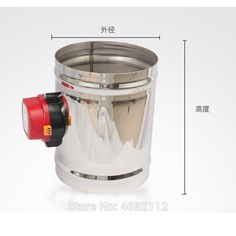 AC 220V 100mm Stainless Steel Electric Air Solenoid Valve Air Duct Motorized Damper Valve for Ventilation Pipe Valve