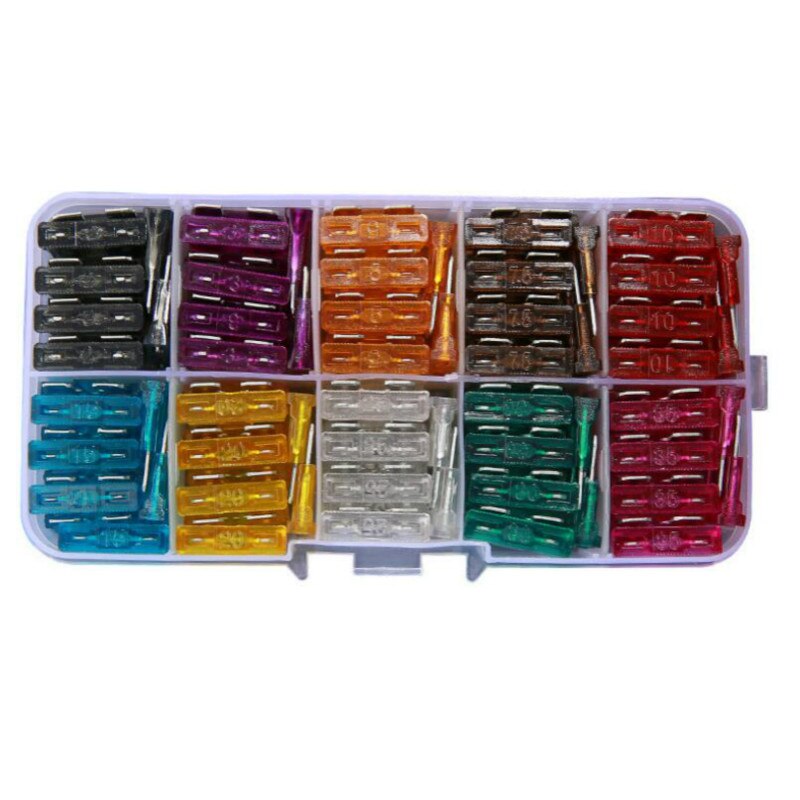 50/100Stck Auto Sicherungen 2A 3A 5A 7,5 EINE 10A 15A 20A 25A 30A 35A 40A Ampere mit Kasten Clip Sortiment Auto Klinge Typ Sicherung einstellen Lkw