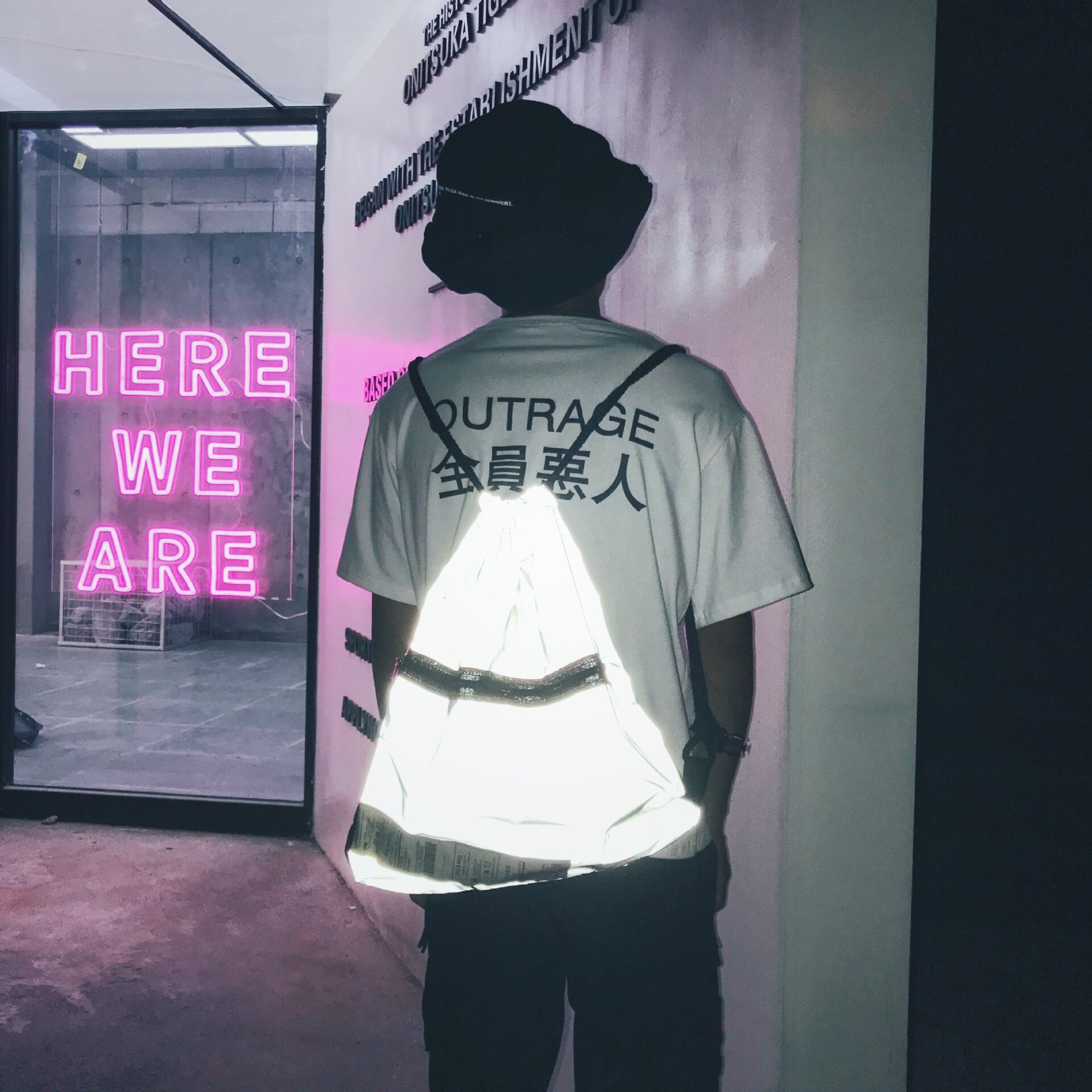 Cool Light Emitting Drawstring Minimalist Backpack Male PVC Shopping Bag Transparent Female