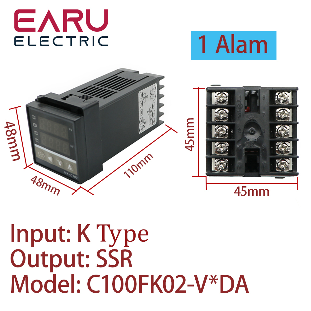REX-C100 PID Intelligent Temperature Controller Universal REX-C100 Thermostat SSR Relay output Universal K PT100 J Type Input: K Tepy SSR