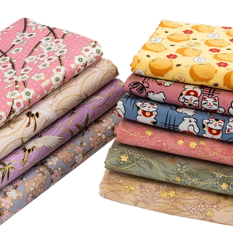 Japoński druku tkaniny bawełniane Kimono tkanina do Diy żuraw materiał patchworkowy TJ1023