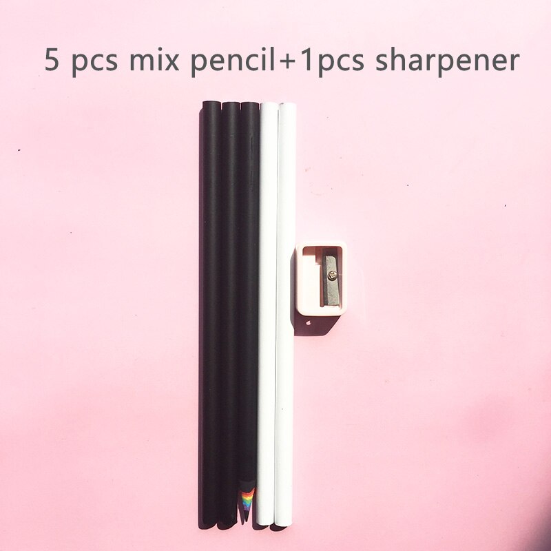 6Pcs/Set Stationery Sets 5 Pcs HB Rainbow Paper Pencil 1 Pcs Sharpener School Office Drawing Supplies Cute Pencils for Girls: 3