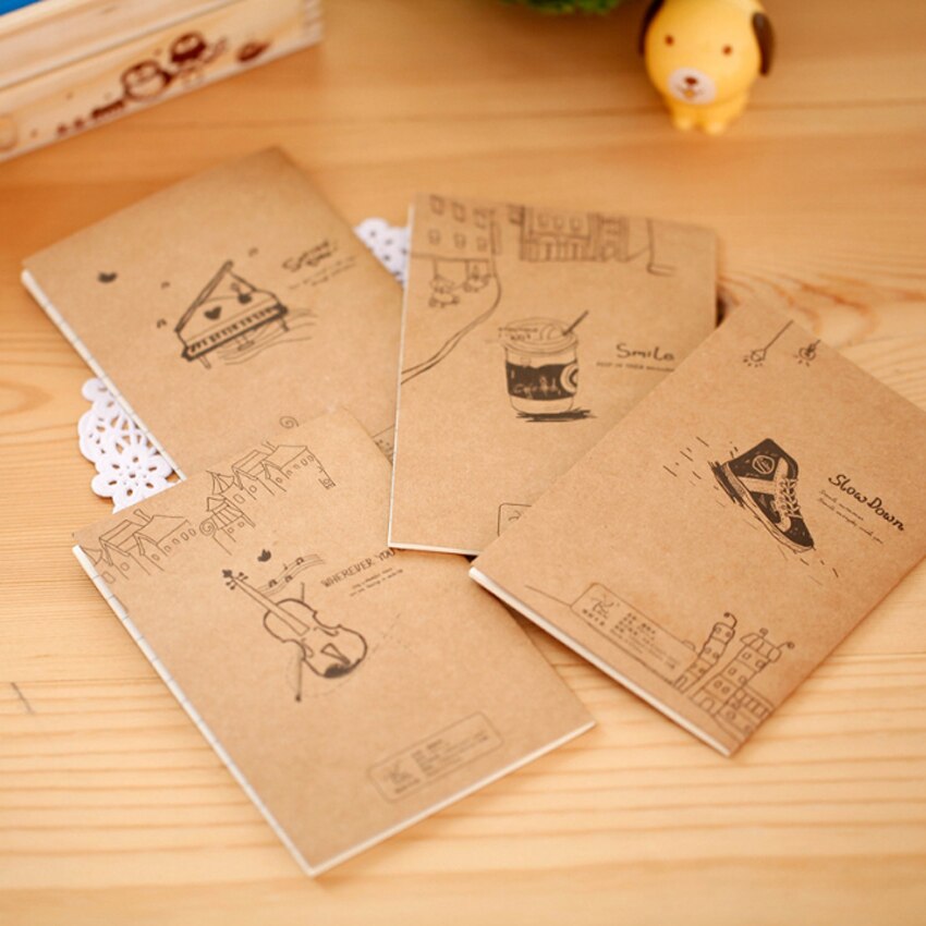 4 unidades/lote de libreta Vintage coreana, libreta pequeña con sonrisa de dibujos animados, cuadernos Retro para ejercicios, suministros escolares y de oficina