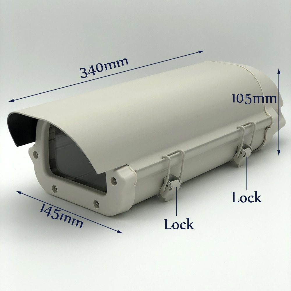 Aluminium Cctv Camera Behuizing IP66 Waterdichte Outdoor Bewakingscamera Shield Behuizing Met Schone Voorruit &amp; Twee Sloten
