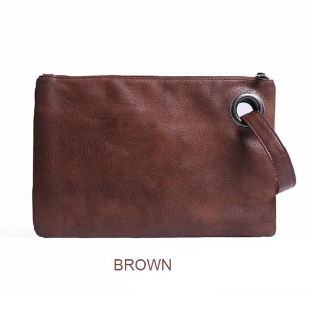 Solid Handbag Women's Clutch Bag Leather Women Envelope Bag Zipper Evening Bag Female Clutches Handbag Torebki Damskie: Brown