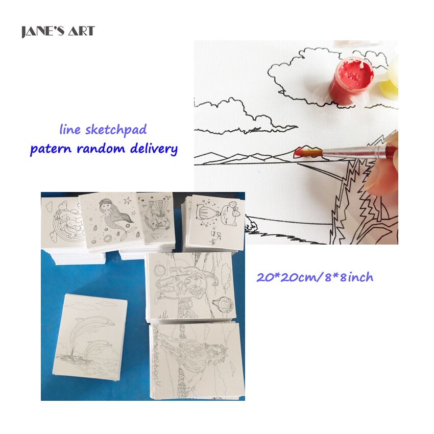 8x8Inch Sketchpad Line Drawing Canvas 20x20 Cm Pattern Random For Kids Or Students Oil And Acrylic Learning Paint Board