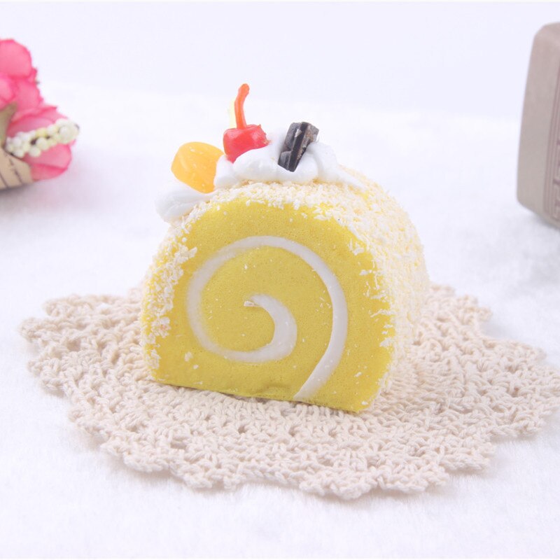 Mskwee squishy jumbo cartoon cakerol langzaam rijzend brood zoet kinderspeelgoed knijpspeelgoed telefoonband squishy speelgoed leuke cake squishies: Geel