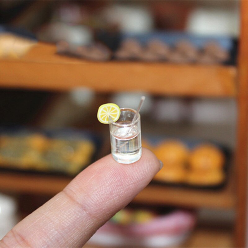 1:12 Resin Dollhouse Mini Lemon Milk Tea Water Cup Kitchen Miniature Dollhouse Accessories Cups Toy Doll House Decoration: C2