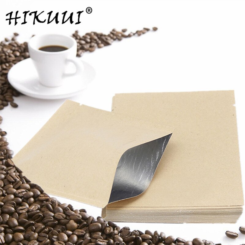 100 stk /200 stk kaffeposer varmeforsegling papir mylar pakkepose te kaffe kiks åben top kraftpapir aluminiumsfolie vandtæt pose