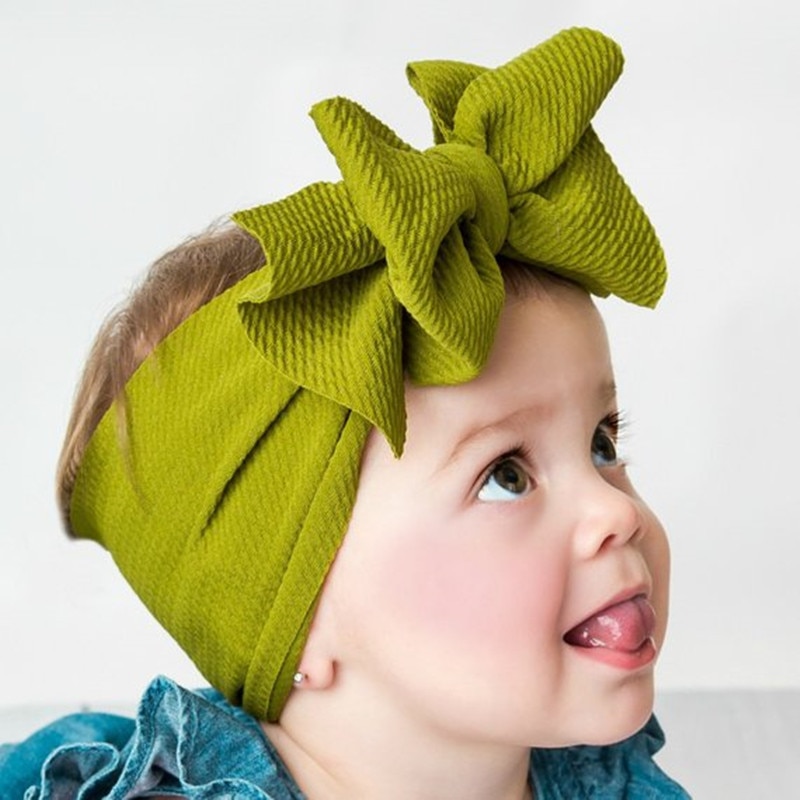 Mooie Big Bows Baby Hoofdband Baby Effen Kleur Haarbanden Zachte Knoop Meisje Haarband Baby Haaraccessoires Tulband