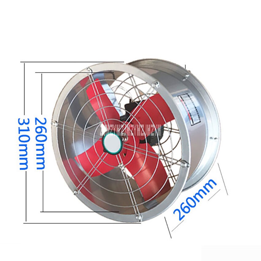 2.5B-4 10 Inch Cylinder Exhaust Fan Strong Mute Wall Ventilator Household Extractor Fan Kitchen Bathroom Draft Fan Small Blower