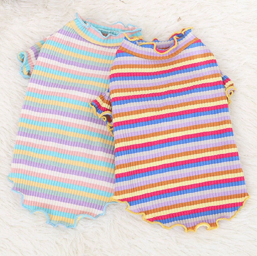 Elastic Bottoming Shirt Pet Dog Clothes Puppy Vest T-shirt Shirt Cute Rainbow Pajamas Cat Winter Cat Puppy Cosstume Apparel*5