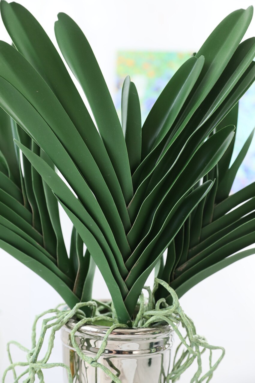 Grote real touch kunstmatige orchidee bloem bladeren met wortel bloemstuk groene plant home shop wedding tafel decor