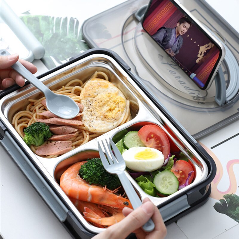 Bento Box Japanese Style Stainless Steel Lunch Box Food Warmer Leak-Proof Breakfast Lunch Box For Kids With Compartment Food Box