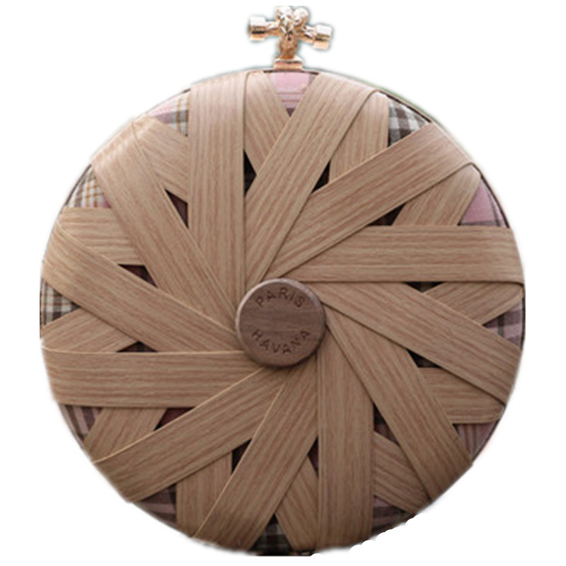 Exclusive Custom Small Breeze Wood Round Resin Chain Bag Hollow Wood Woven Bag