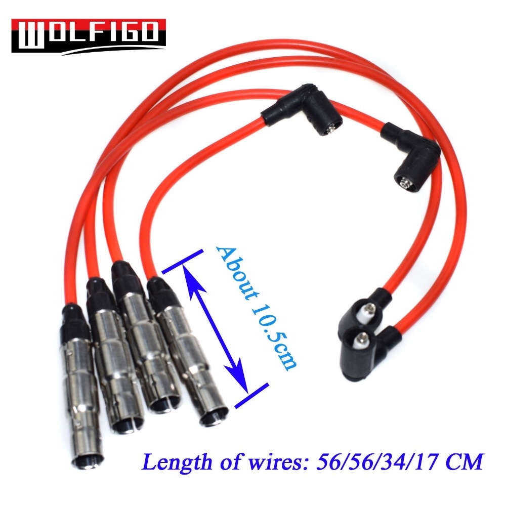 WOLFIGO-juego de cables de bujía de encendido STD para VW Golf Jetta 2.0L L4 57041, 27588,QW1493 35-4413,