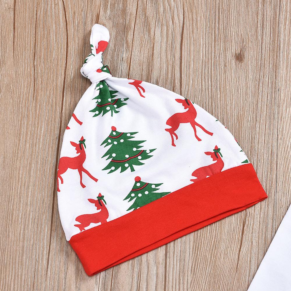 Meu primeiro natal roupas da menina do bebê recém-nascido meninos a letra os veados imprimir roupas roupas macacão + calças + chapéu conjunto crianças