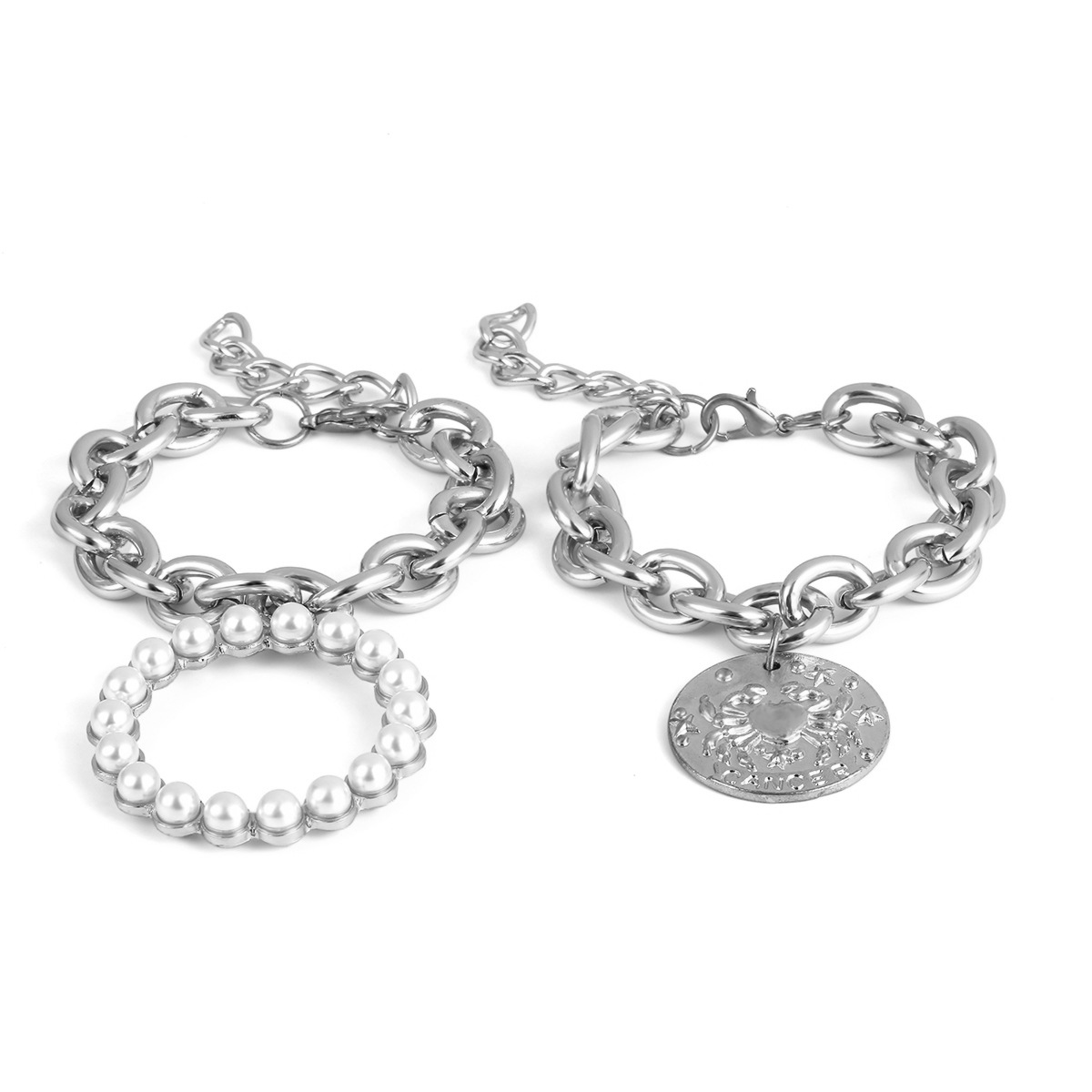 KingDeng Große Glod armband Übertrieben krabben geometrie höhlte heraus frauen Punk multi-schicht nachahmung perle temperament schmuck