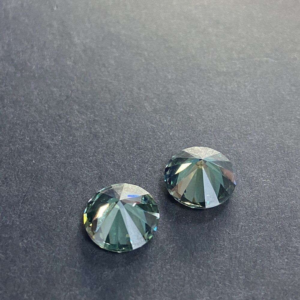 Lab Grown Loose Moissanite Diamond 7MM 1.1 Carat Excellent Cut Round VVS1 Color Light Blue Green Moissanite Stone