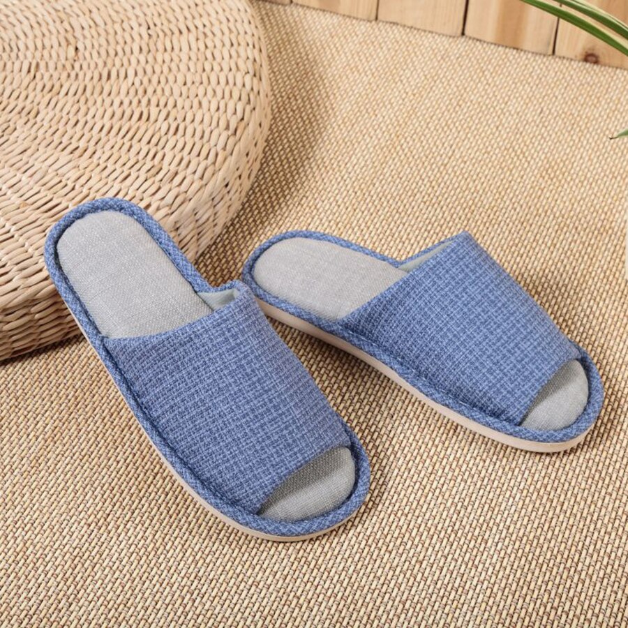 Zapatillas planas de lino para hombre, zapatos blandos cómodos, de otoño e invierno