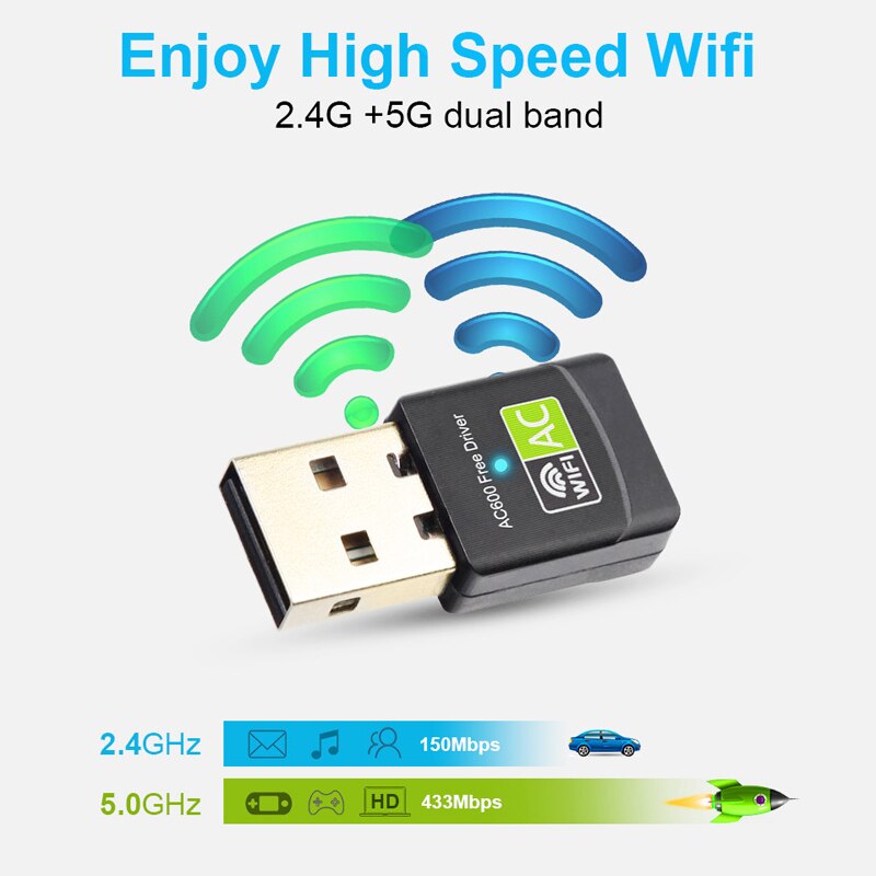 Nowy Adapter USB Wifi 300 mb/s 2.4G 5G bezprzewodowa karta sieciowa 802.11n WIFI bezpłatny sterownik odbiornik Wifi Dongle na PC Laptop 150 mb/s