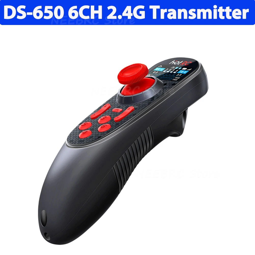 HOTRC DS650 DS-650 6CH 2,4G transmisor de sistema de Radio pantalla a Color Control remoto F-06A F-08A receptor de F-06AT para barco RC DS600