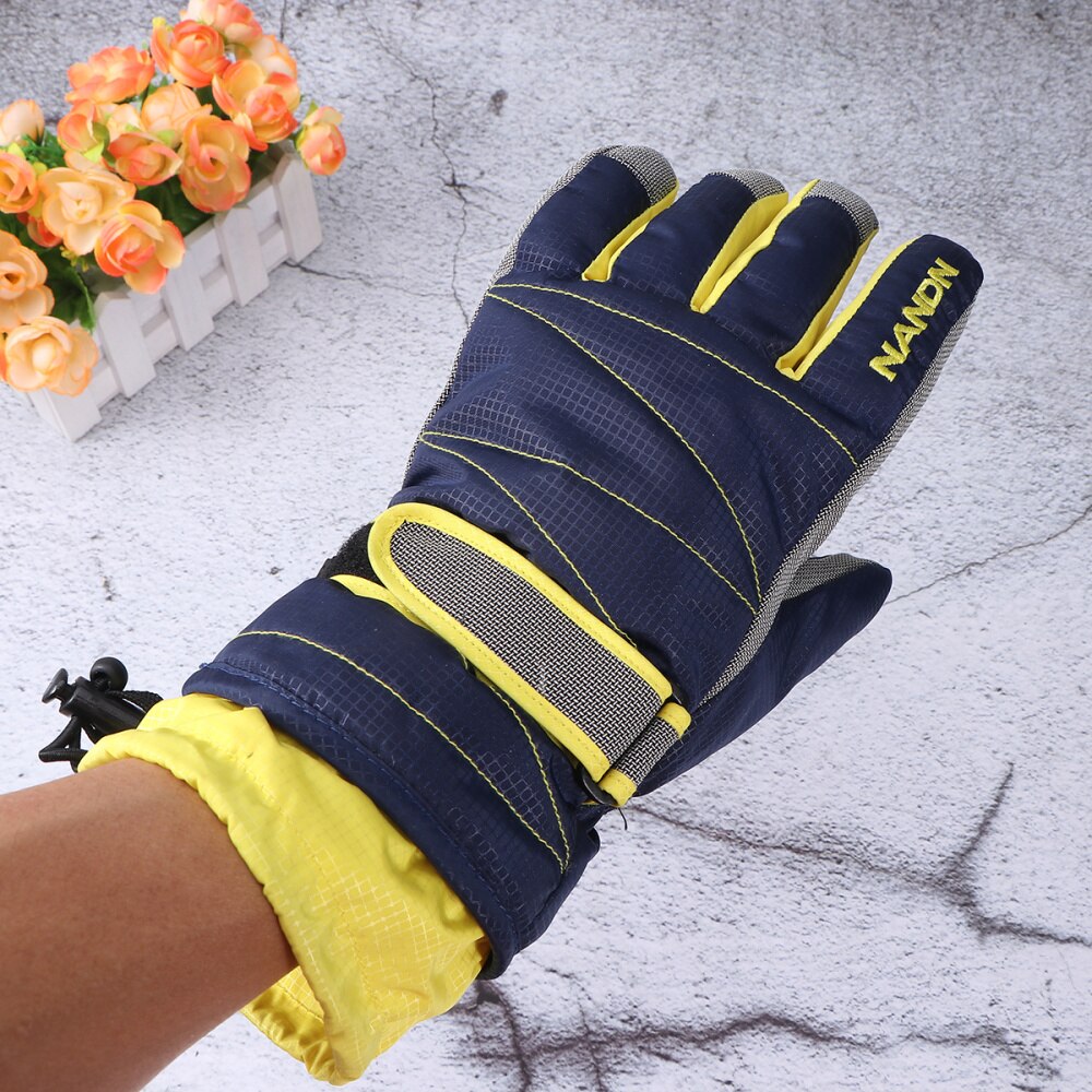 Cold Weather Super Warm Winter Snow Skiing Windproof Waterproof with Long Cuff for Snowboarding Riding (Blu