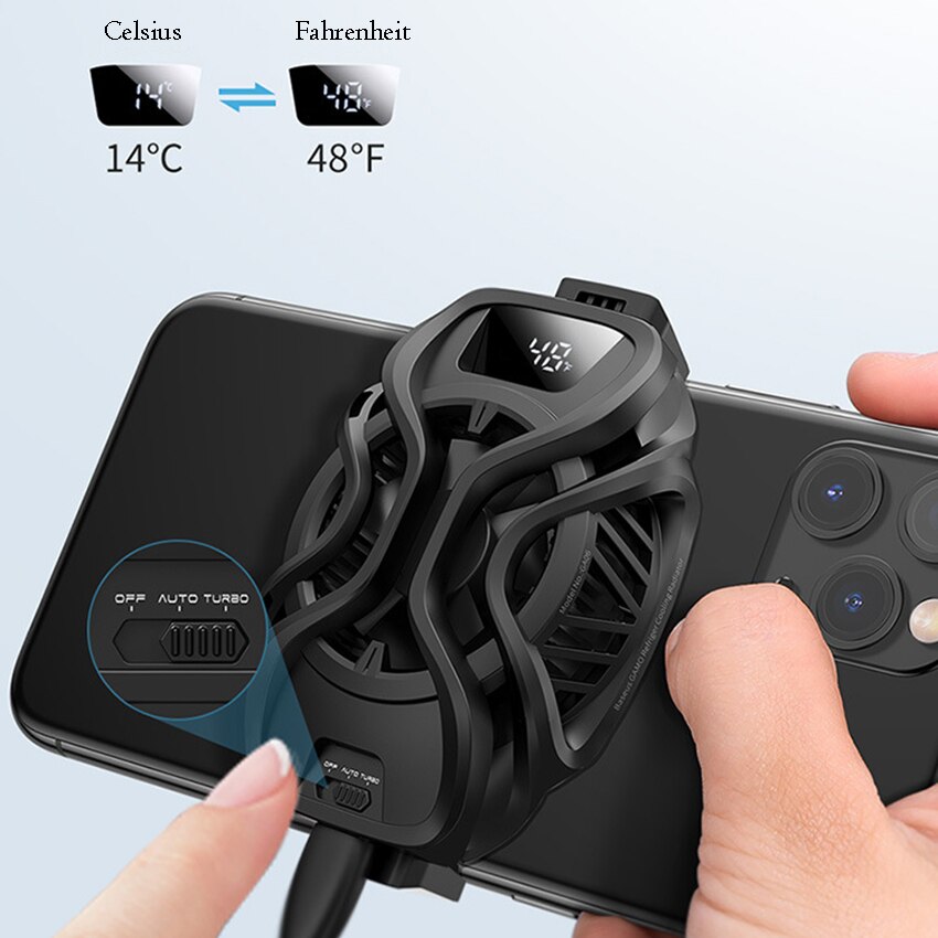 Enfriador de teléfono móvil con pantalla Digital, ventilador de refrigeración de temperatura ajustable automático, soporte de radiador, disipador de calor para teléfono móvil para videojuegos