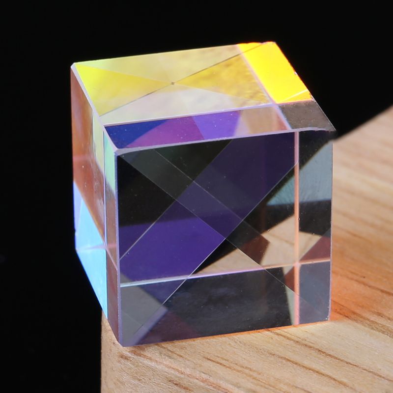 Cube dichroïque en verre optique, Cube dichroïque coloré, prisme triangulaire pour enseigner la physique du spectre lumineux